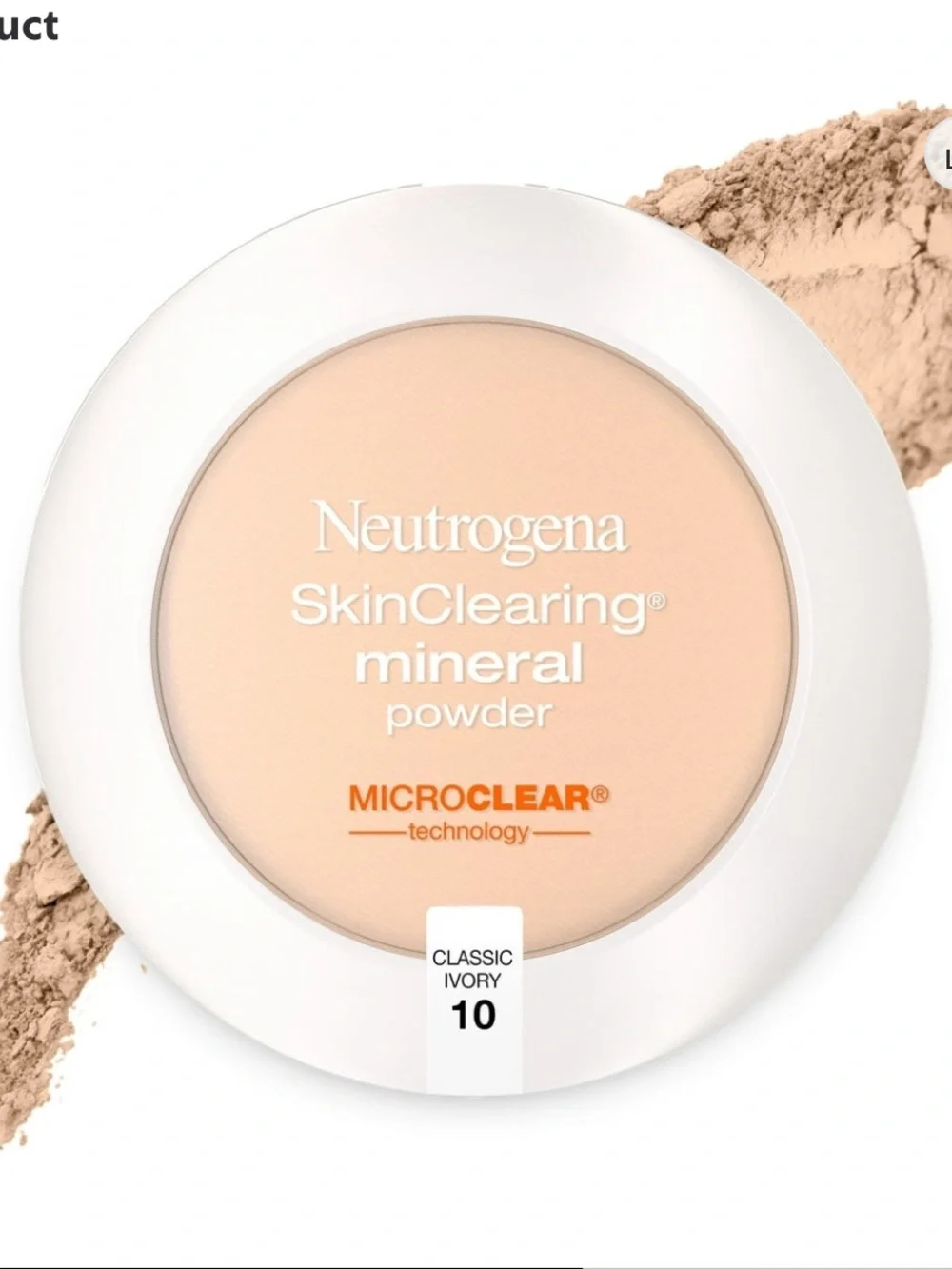 Neutrogena SkinClearing Pressed Acne Powder, Classic Ivory 10,.38 oz